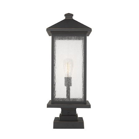 Z-Lite Portland 1 Light Outdoor Pier Mounted Fixture, Oil Rubbed Bronze & Clear Beveled 531PHBXLS-SQPM-ORB